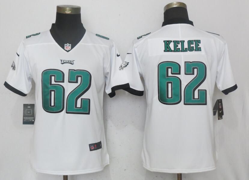 Women Philadelphia Eagles #62 Kelce White Vapor Untouchable Playe Nike NFL Jerseys